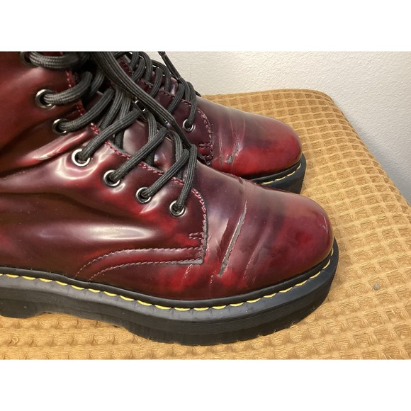 Dr. Martens Vegan Jadon II 8-Eye Platform Boots Cherry Red US Womens 10 Mens 9